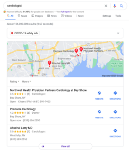 Desktop google search for cardiologists