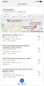 Google Maps Listings for Cardiologists
